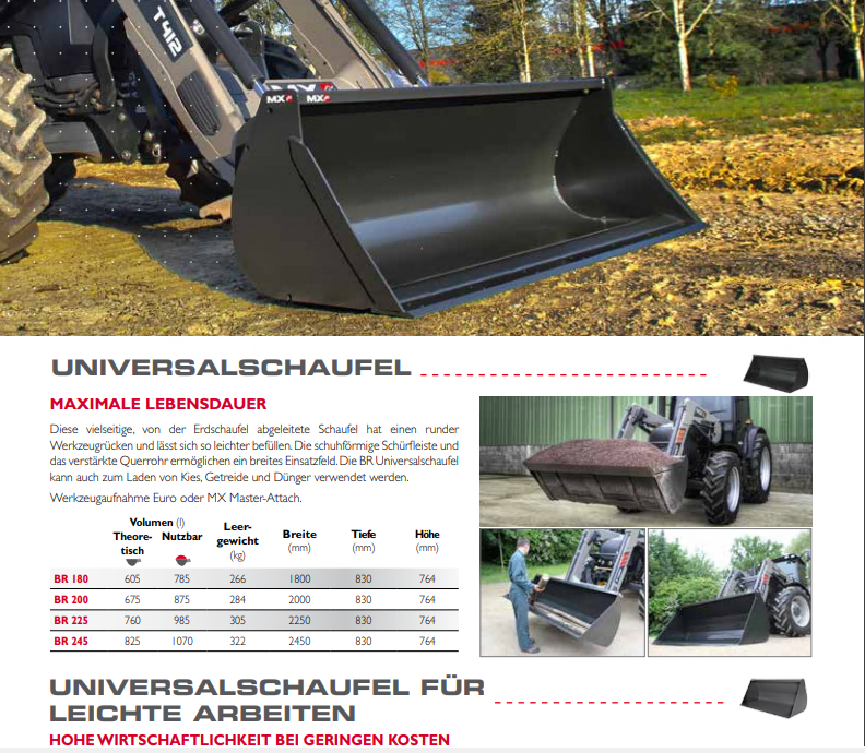 MX Universalschaufel BR 180 MX Universalschaufel BR 180