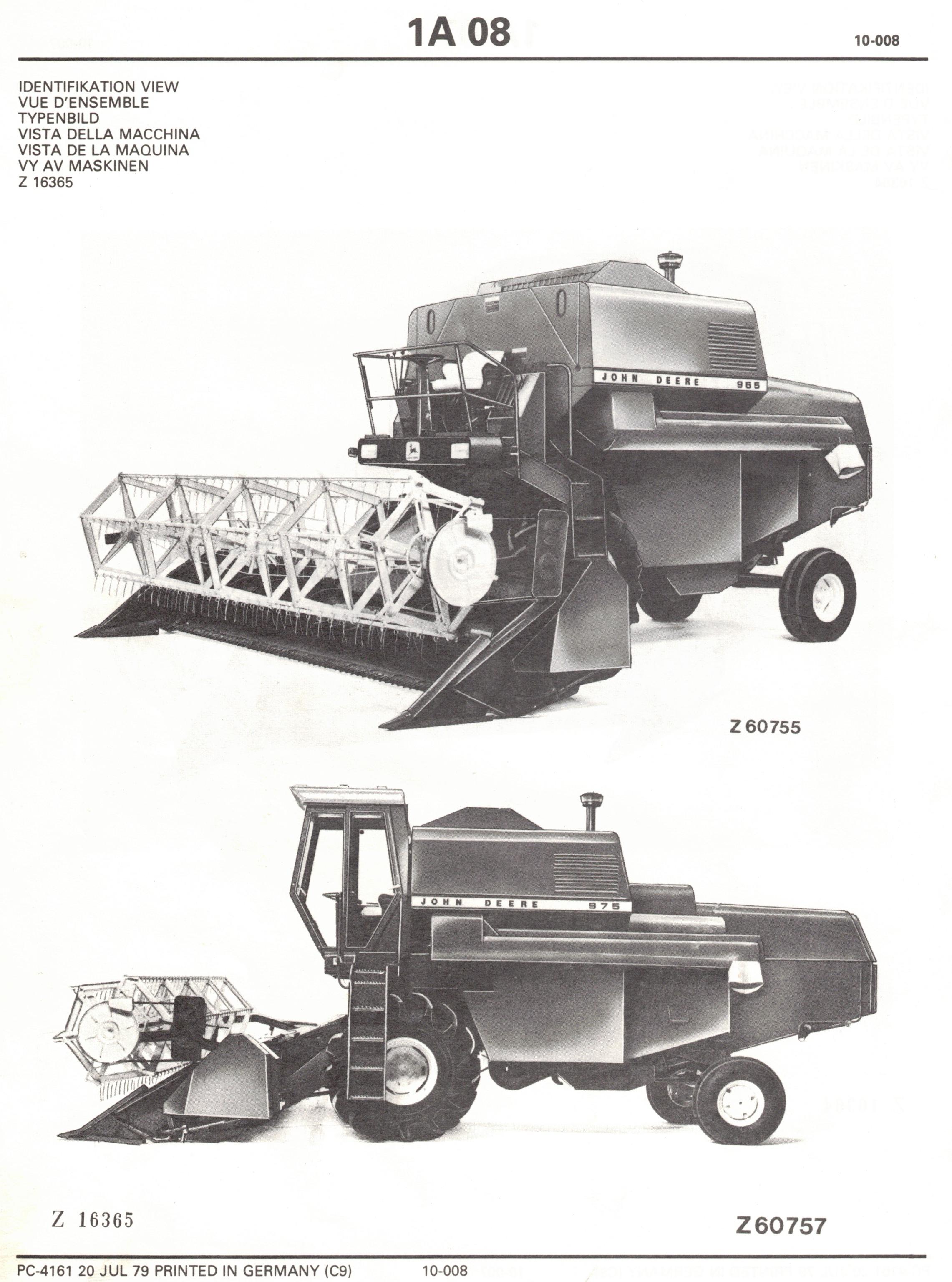 Ersatzteilkatalog für Mähdrescher John Deere 965 H, 965, 975 