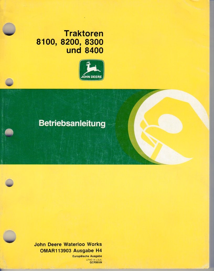 Bedienungsanleitung Traktor John Deere 8100