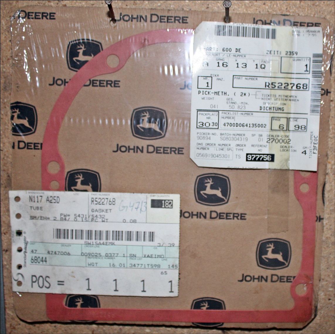 JOHN DEERE R522768 DICHTUNG