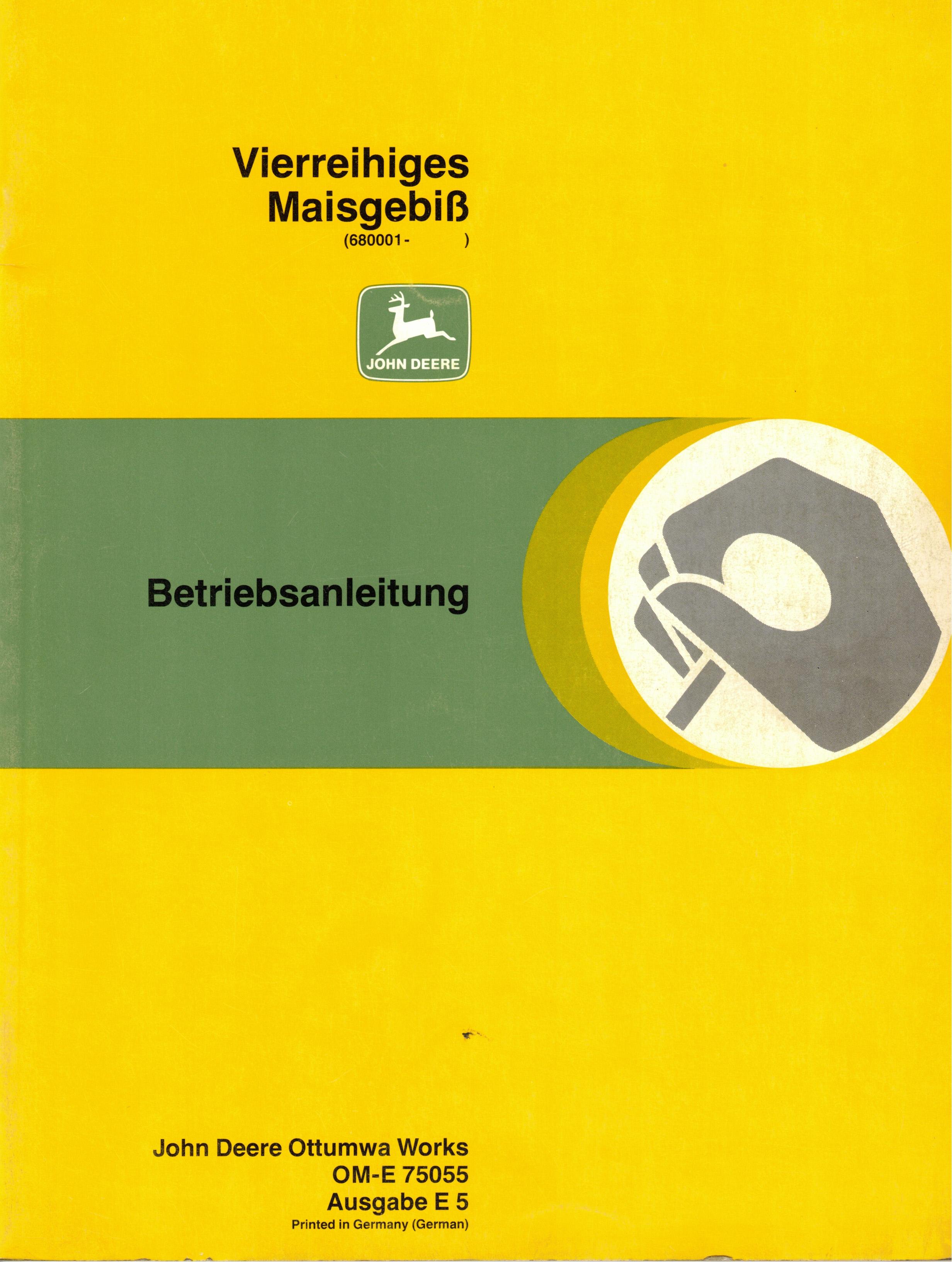 Bedienungsanleitung Vierreihiges Maisgebiß John Deere