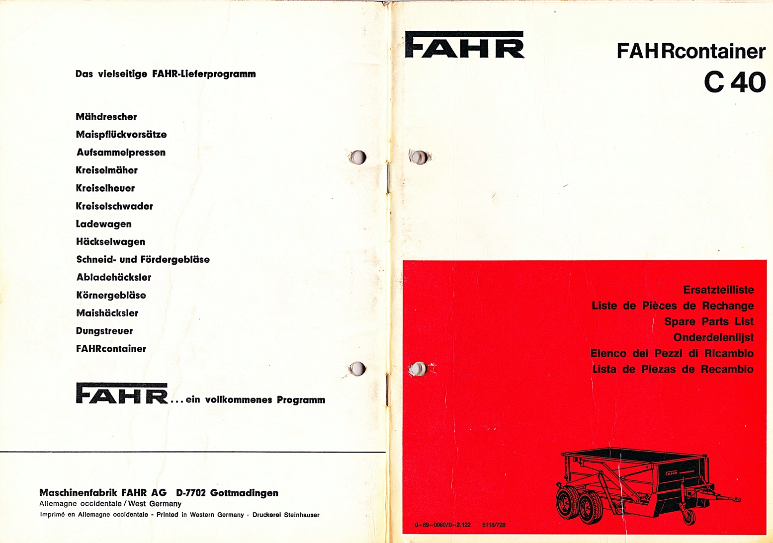 Ersatzteilliste FAHRcontainer C40