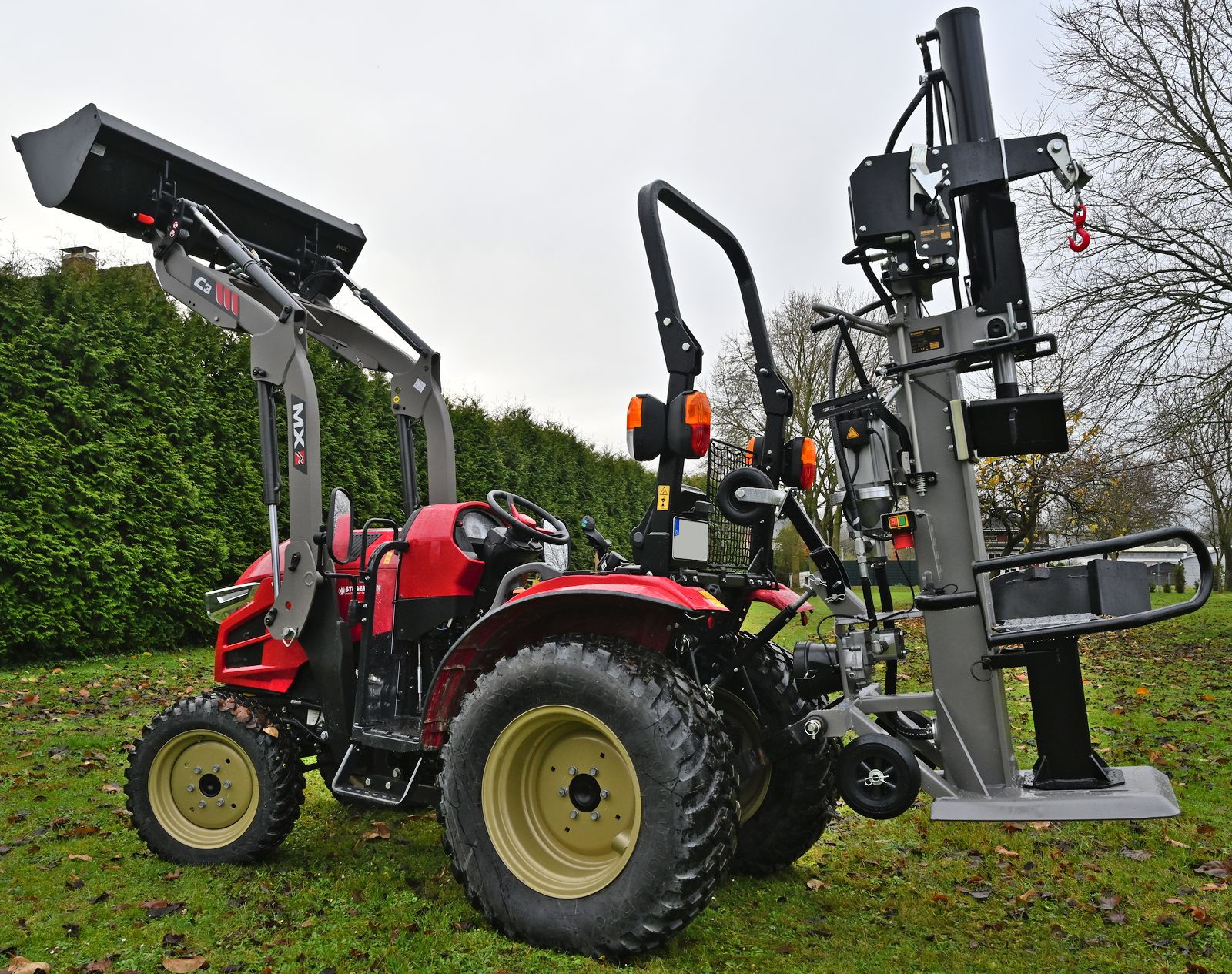 Holzspalter Jansen TS-30 mit Stammheber, Spalttisch und Seilwinde