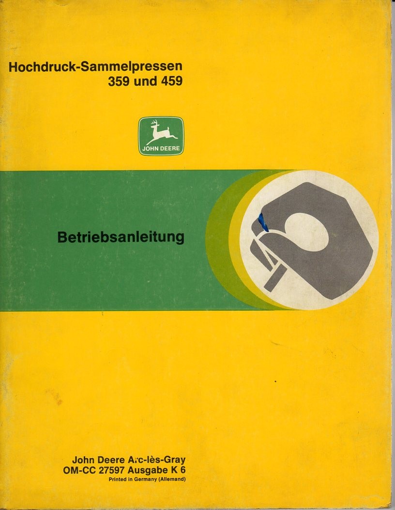 Bedienungsanleitung Hochdruckpresse John Deere 359