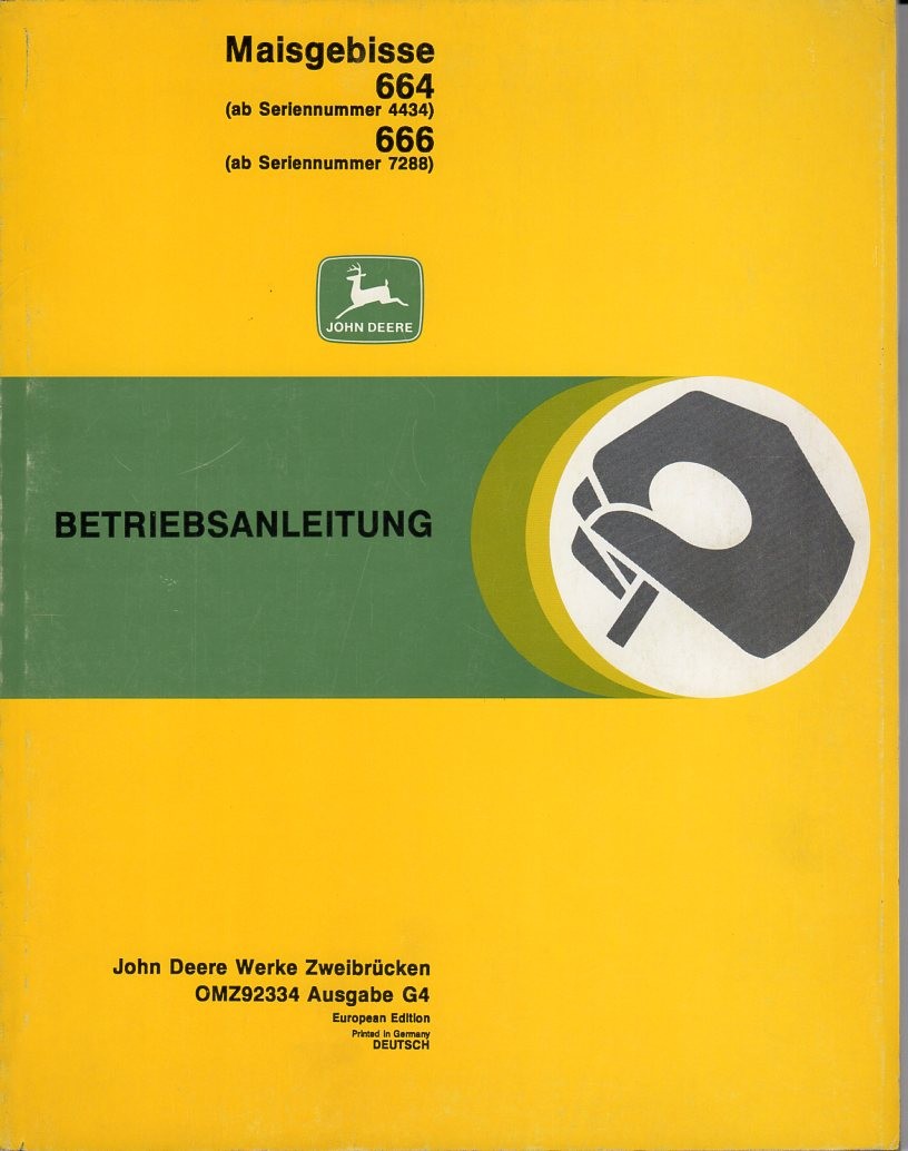 Bedienungsanleitung Maisgebiss John Deere 664 und 666 