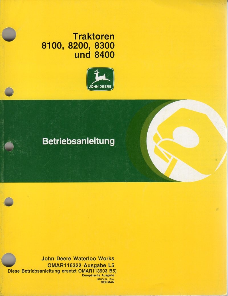 Bedienungsanleitung Traktor John Deere 8100