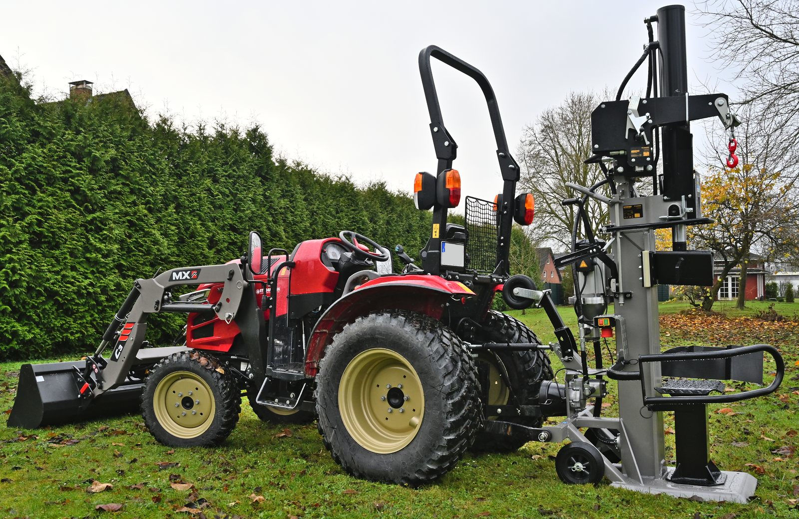 Holzspalter Jansen TS-30 mit Stammheber, Spalttisch und Seilwinde
